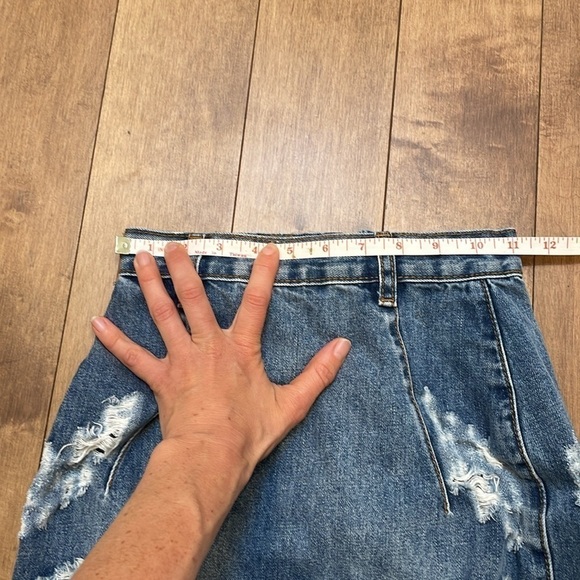 One Teaspoon Freelove Vintage Blue distressed ripped Denim Pencil Skirt 22 - Picture 4 of 8